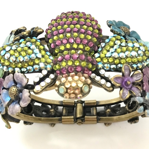KIRKS FOLLY Bee Rhinestone Cuff Bracelet Jeweled Bee Flowers To Be or Not To Bee - Picture 10 of 16